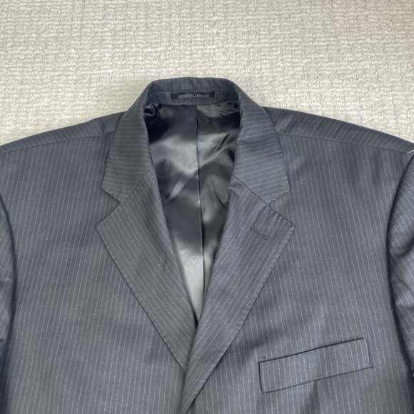 Giorgio Armani Le Collezioni Black Pinstripe Blazer Coat Mens Italy *Read* - Picture 2 of 16